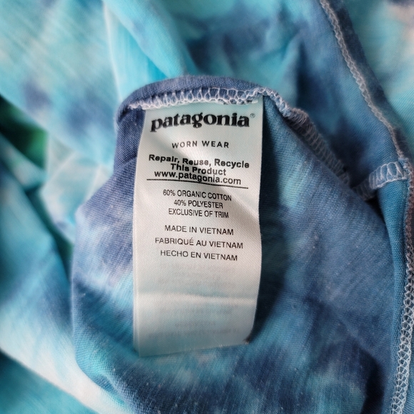 Patagonia 3/4 Sleeve Tie Dye Crew Neck Shirt Size In Large Turquoise Tie Dye - Picture 7 of 8